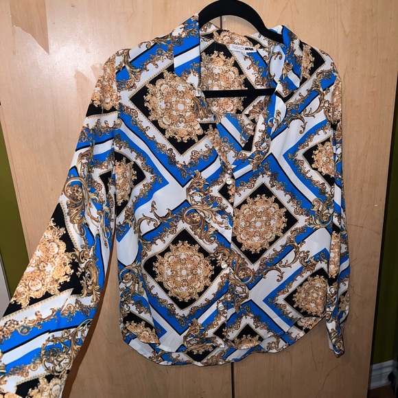 Chemise blouse blue Versace print similar - Picture 2 of 4